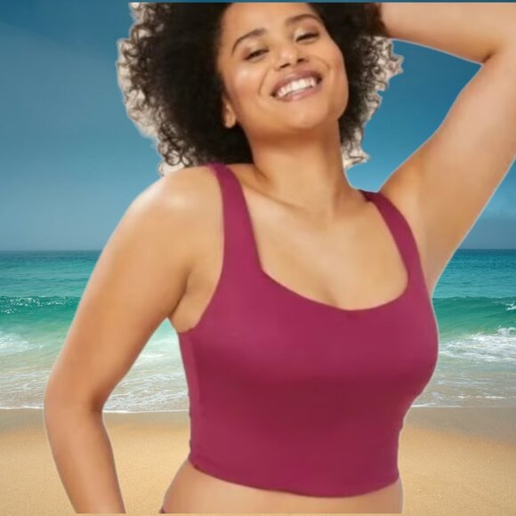 Andie Swim The Siren Tank Top Plum Eco Nylon Size Medium - Picture 1 of 6